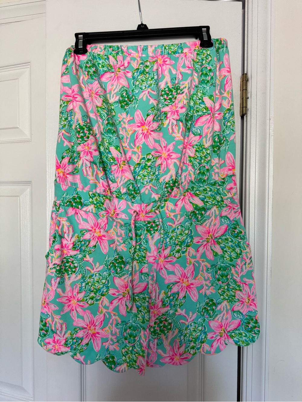 Lilly Pulitzer Pink & Teal Scalloped Hem Women's Romper Size L
